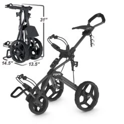 Clicgear Golf 3-Wheel Rovic Junior Push Cart Model RV3J -Tour Edge Store Clicgear RV3J Charcoal Black 2