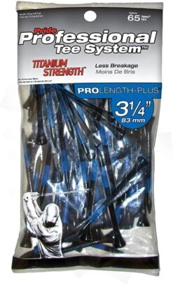 Pride Professional Tee System ProLength Golf Tees -Tour Edge Store PTS ProLength Black Blue 3.25 Titanium Strength 65ct