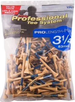 Pride Professional Tee System ProLength Golf Tees -Tour Edge Store PTS ProLength Natural Wood Blue 3.25 135ct
