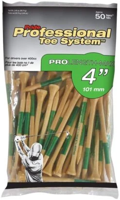 Pride Professional Tee System ProLength Golf Tees -Tour Edge Store PTS ProLength Natural Wood Green 4 50ct