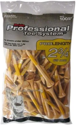 Pride Professional Tee System ProLength Golf Tees -Tour Edge Store PTS ProLength Natural Yellow 2.75 100