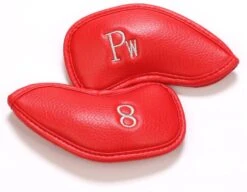 Volf Golf Red Synthetic Leather Iron Covers Set -Tour Edge Store VolfGolfHeadcover RedLeatherIrons2