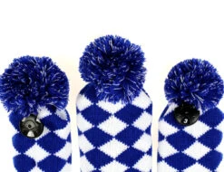 Volf Golf Knit Blue White Diamond Headcover Set -Tour Edge Store VolfGolfHeadcovers KnitBlueSet4