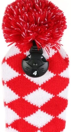 Volf Golf Knit Red White Diamond Headcover Set -Tour Edge Store VolfGolfHeadcovers KnitRedSet3